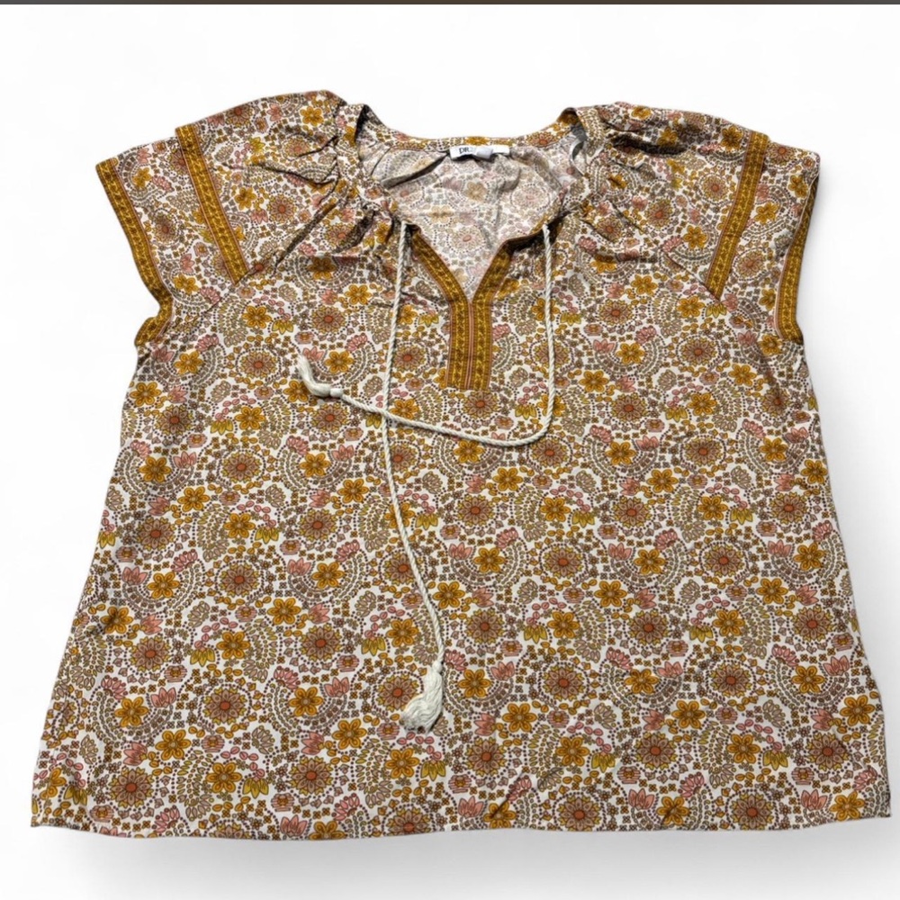 DR2 Peasant Boho Floral Blouse Size XL